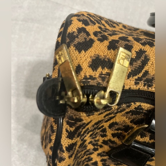 DIANE VON FURSTENBERG Madagascar Leopard Print Canvas Bag Badanco Luggage EUC - Picture 4 of 16